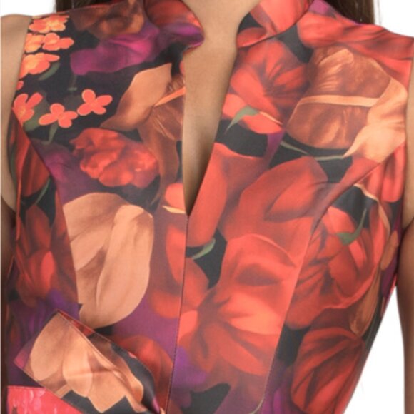 RENE BY RENE RUIZ Sleeveless Floral Mikado Gown With Belt - Picture 3 of 4